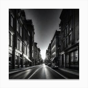 City Street In Black And White Canvas Print