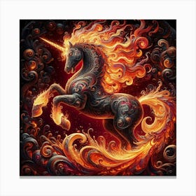 Unicorn On Fire 1 Canvas Print