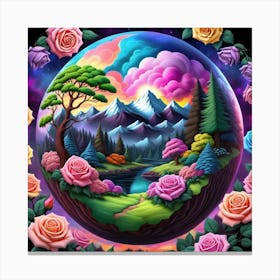 Psychedelic Roses Canvas Print