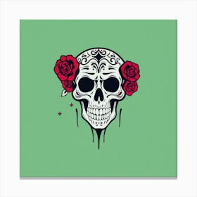 Sugar Skull With Roses 1 Canvas Print