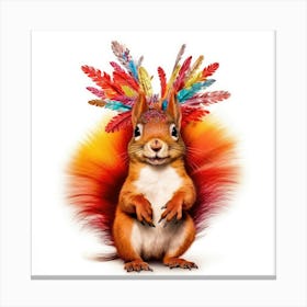 Squirrel With Feathers Canvas Print