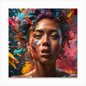 Color Splashed Woman Canvas Print