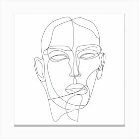 Line Drawing Of A Man'S Face Canvas Print