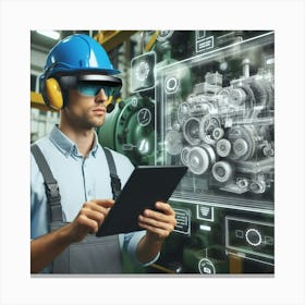 Industrial Worker Using A Tablet Canvas Print