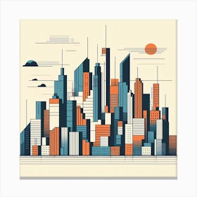 City Skyline Abstract Geometric Canvas Print