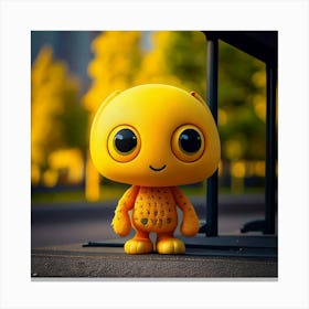 Firefly Cute, Friendly, Alien, Yellow, Cat Eyes, Bus Stop, Whimsical, Vibrant, Extraterrestrial, Cha (10) Canvas Print