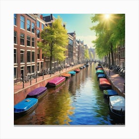 Sunny Canals Cape Vibrant Amsterdam Summer Art Print 1 Canvas Print