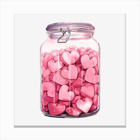 Pink Hearts In A Jar 3 Canvas Print