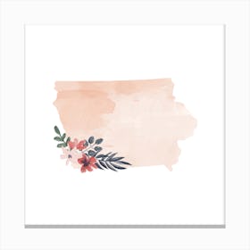 Iowa Watercolor Floral State Canvas Print