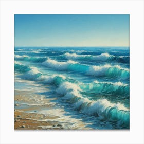 Ocean Waves, Acrylic Painting Style 1 Canvas Print