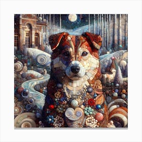 Dog in the Style of Collage-inspired Canvas Print