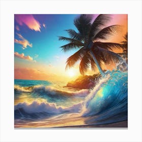 Sunset Beach Painting Canvas Print