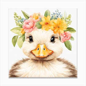 Floral Baby Duck Nursery Illustration (10) Canvas Print