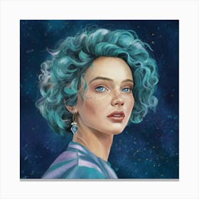 Blue Haired Girl 1 Canvas Print