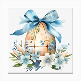 Easter Egg With Blue Flowers Canvas Print