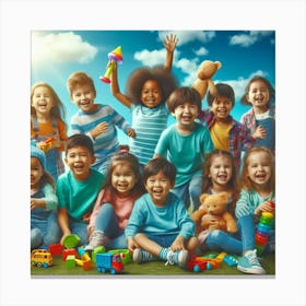 Group Of Children Playing With Toys Canvas Print