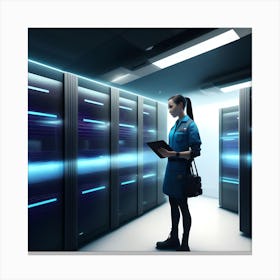 Woman In A Data Center Canvas Print