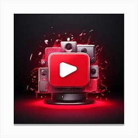 Youtube Video Streaming Platform Media Content Icon Logo Red Play Watch Channel Subscrib Canvas Print