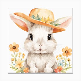Floral Baby Rabbit Nursery Illustration (16) Canvas Print