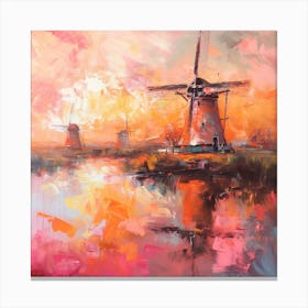 A square abstract painting of a windmill 4 Canvas Print