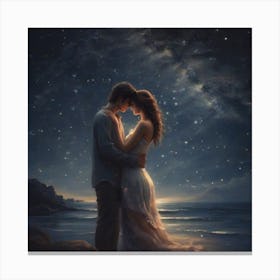 The first kiss under the starry sky Canvas Print