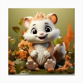 Cute Squirrel In Autumn Leaves Canvas Print