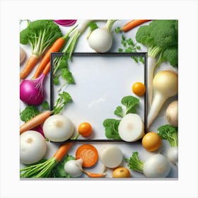 Frame Created From Daikon On Edges And Nothing In Middle Ultra Hd Realistic Vivid Colors Highly (4) Canvas Print
