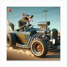 Wolf In A Car 6 Canvas Print