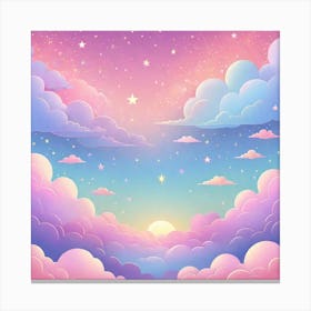 Sky With Twinkling Stars In Pastel Colors Square Composition 243 Canvas Print