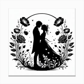 Silhouette of Couple 4 Canvas Print