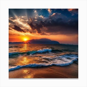 Sunset On The Beach 867 Canvas Print