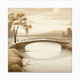 Bridge Over river beige Canvas Print