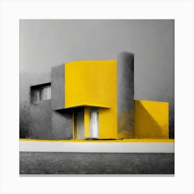 Yellow House In Winter Canvas Print
