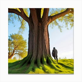 Man Standing Under A Tree Canvas Print