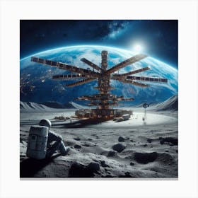 Space Station On The Moon 1 Canvas Print