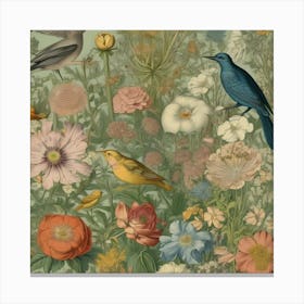 Birds In A Garden Canvas Print