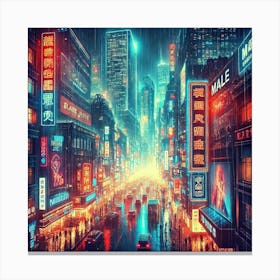 Chinese City At Night Canvas Print