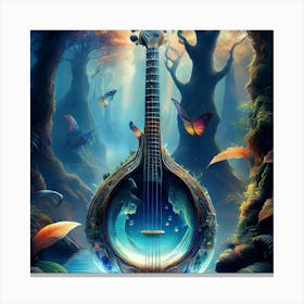 Firefly Banjo, Water, Enchanted, Forest, Kaleidoscope, Colors, Magical, Nature, Music, Instrument, F (9) Canvas Print