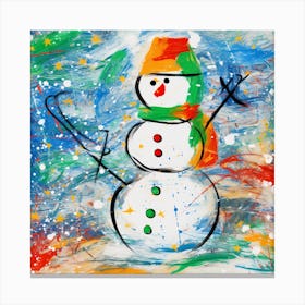 Snowman Painting Canvas Print