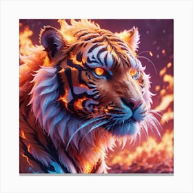 Tiger in flames  Canvas Print