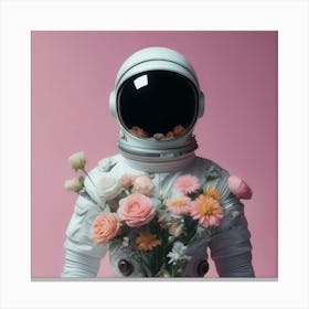 Astronaut & Flowers 1 Canvas Print