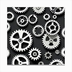 Gears On A Black Background 22 Canvas Print