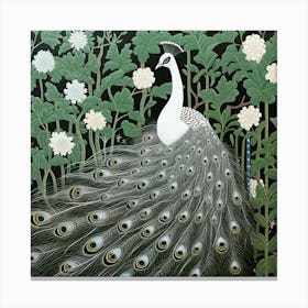 Ohara Koson Inspired Bird Painting Peacock 7 Square Canvas Print