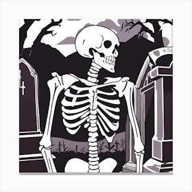 Skeleton In Cemetery Canvas Print