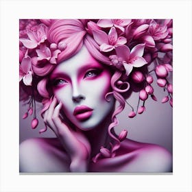 Pink Flower Woman Canvas Print