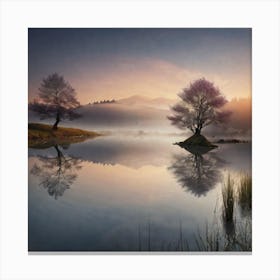 Two Trees In A Lake Canvas Print