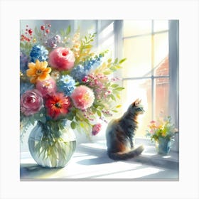 Flowers By The Window Canvas Print