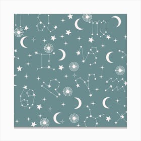 Stars And Constellations Grey Canvas Print