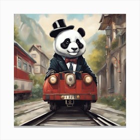 Panda Train Canvas Print