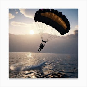 Parachute over the water Canvas Print